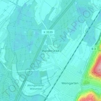 Mappa topografica Waldbrücke, altitudine, rilievo