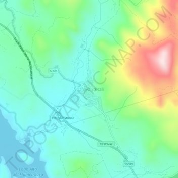 Mappa topografica Villanova Strisaili, altitudine, rilievo