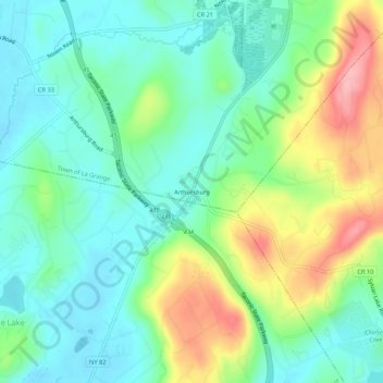 Mappa topografica Arthursburg, altitudine, rilievo