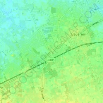 Mappa topografica Vijfstraten, altitudine, rilievo