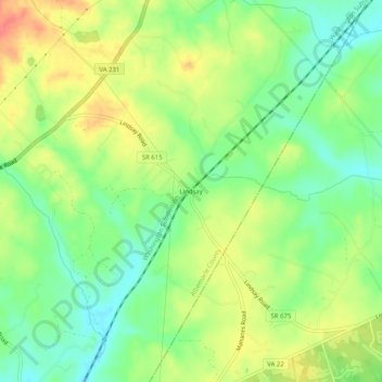 Mappa topografica Lindsay, altitudine, rilievo