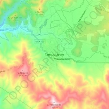 Mappa topografica Tamazulápam, altitudine, rilievo