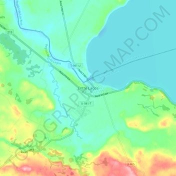 Mappa topografica Entre Lagos, altitudine, rilievo