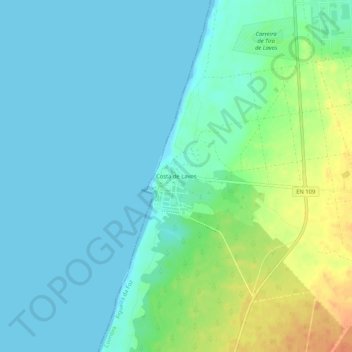Mappa topografica Costa de Lavos, altitudine, rilievo
