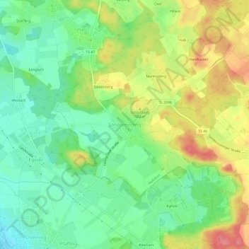 Mappa topografica Sondermoning, altitudine, rilievo
