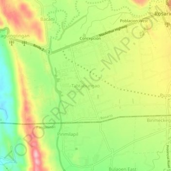 Mappa topografica Tabtabungao, altitudine, rilievo