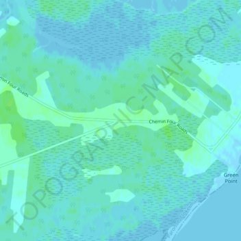 Mappa topografica Four Roads, altitudine, rilievo