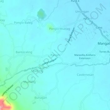 Mappa topografica Parian, altitudine, rilievo