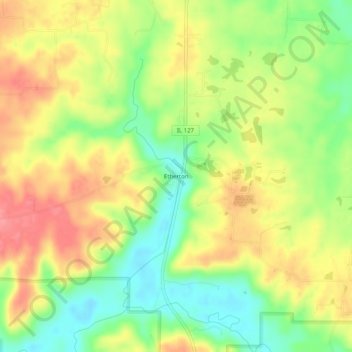 Mappa topografica Etherton, altitudine, rilievo