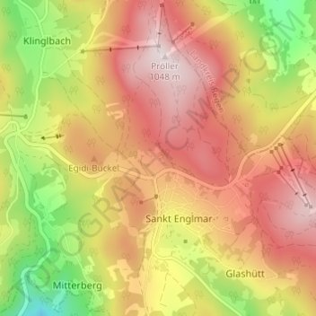 Mappa topografica Hügelhof, altitudine, rilievo