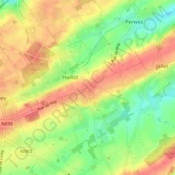 Mappa topografica Matagne, altitudine, rilievo