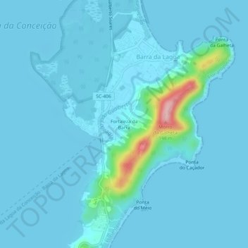 Mappa topografica Fortaleza da Barra, altitudine, rilievo