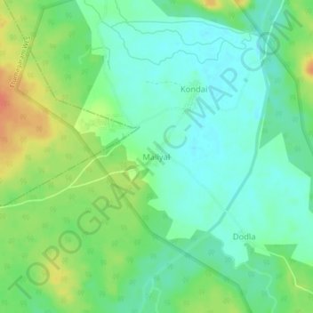 Mappa topografica Mallyal, altitudine, rilievo
