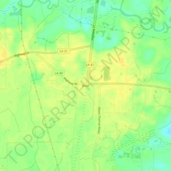 Mappa topografica Bush, altitudine, rilievo