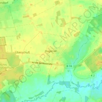 Mappa topografica Hagenah, altitudine, rilievo