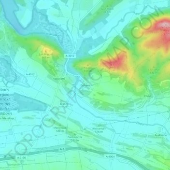 Mappa topografica Guevara, altitudine, rilievo