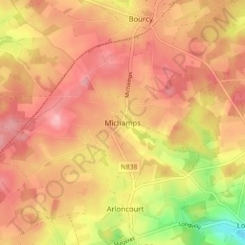 Mappa topografica Mîchamps, altitudine, rilievo