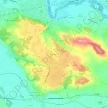 Mappa topografica Rieu-Marty, altitudine, rilievo