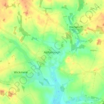 Mappa topografica Aldborough, altitudine, rilievo