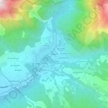 Mappa topografica Guégnier, altitudine, rilievo