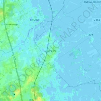 Mappa topografica Jaderberg, altitudine, rilievo