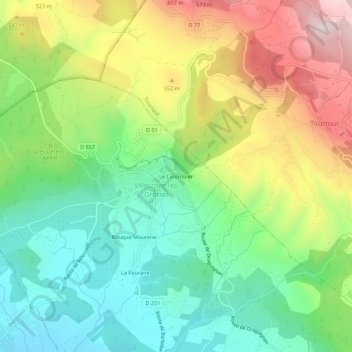 Mappa topografica Le Colombier, altitudine, rilievo