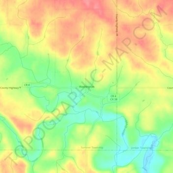 Mappa topografica Washington, altitudine, rilievo