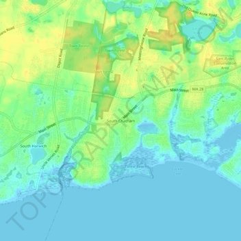 Mappa topografica South Chatham, altitudine, rilievo