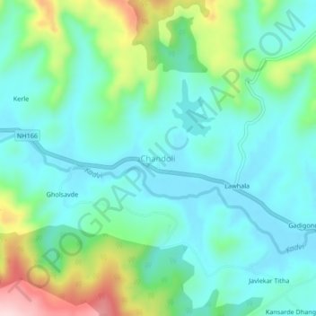 Mappa topografica Chandoli, altitudine, rilievo