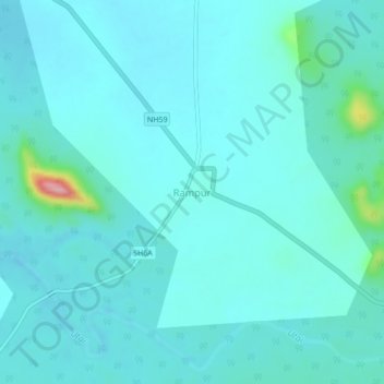 Mappa topografica Rampur, altitudine, rilievo