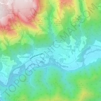Mappa topografica La Broue, altitudine, rilievo
