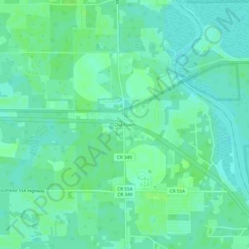 Mappa topografica Old Town, altitudine, rilievo