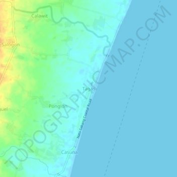 Mappa topografica Tagas, altitudine, rilievo