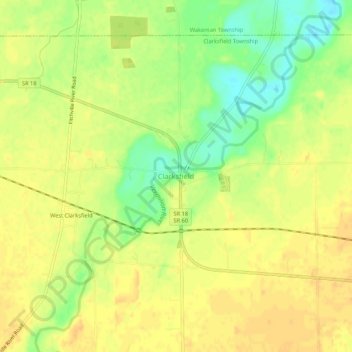 Mappa topografica Clarksfield, altitudine, rilievo