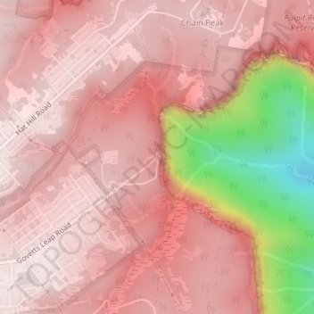 Mappa topografica Govetts Leap, altitudine, rilievo