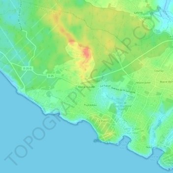 Mappa topografica Maine Gaudin, altitudine, rilievo