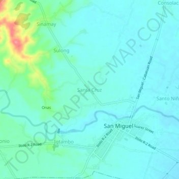 Mappa topografica Santa Cruz, altitudine, rilievo