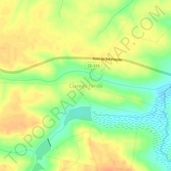 Mappa topografica Córrego Fundo, altitudine, rilievo