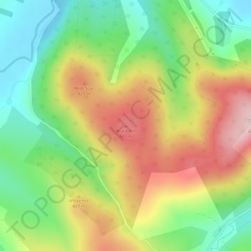 Mappa topografica Braid Hill, altitudine, rilievo