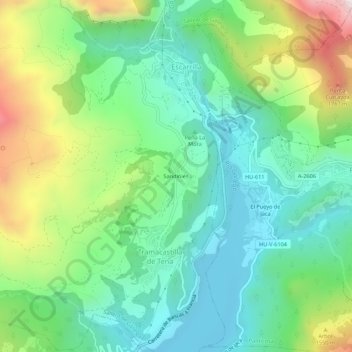Mappa topografica Sandiniés, altitudine, rilievo