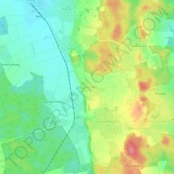Mappa topografica Göggenhofen, altitudine, rilievo