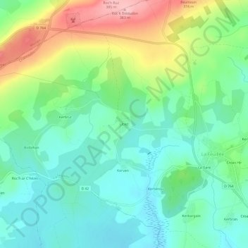 Mappa topografica Litiez, altitudine, rilievo