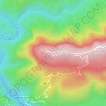 Mappa topografica Nongwar, altitudine, rilievo