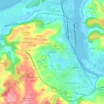 Mappa topografica El Montán, altitudine, rilievo