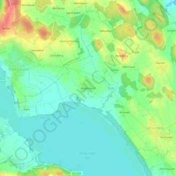Mappa topografica Wolkersdorf, altitudine, rilievo
