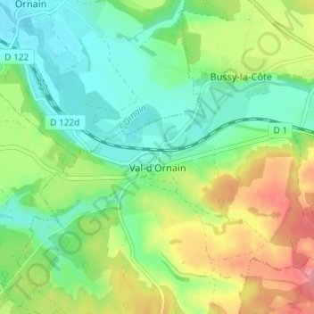Mappa topografica Mussey, altitudine, rilievo