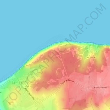 Mappa topografica Phare d'Ailly, altitudine, rilievo