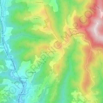 Mappa topografica Le Cocon, altitudine, rilievo