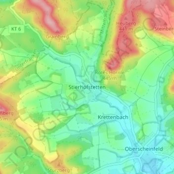Mappa topografica Stierhöfstetten, altitudine, rilievo