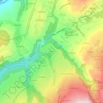 Mappa topografica Lachat, altitudine, rilievo